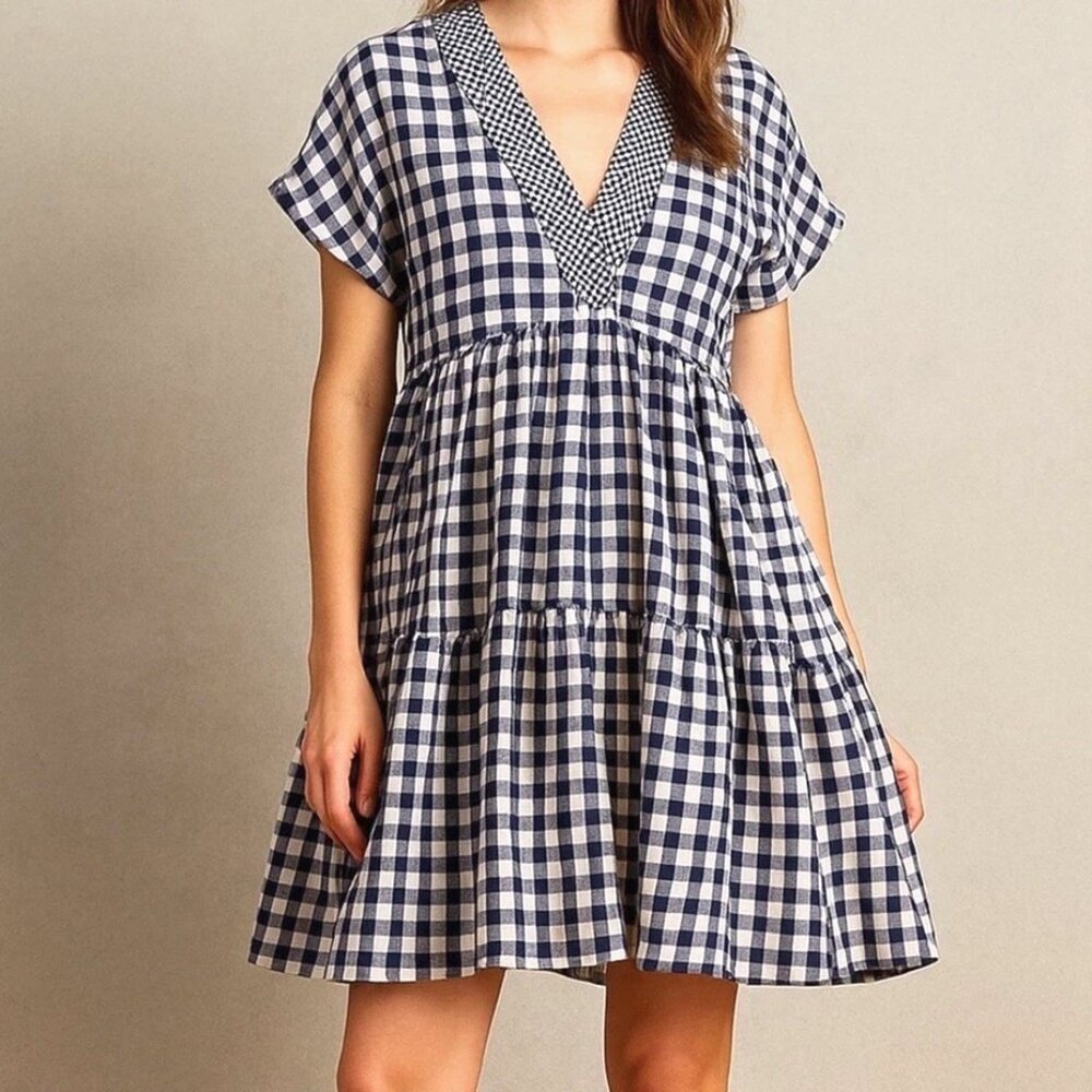 Gingham Tiered Dress - Anthropologie 11-1 Tylho